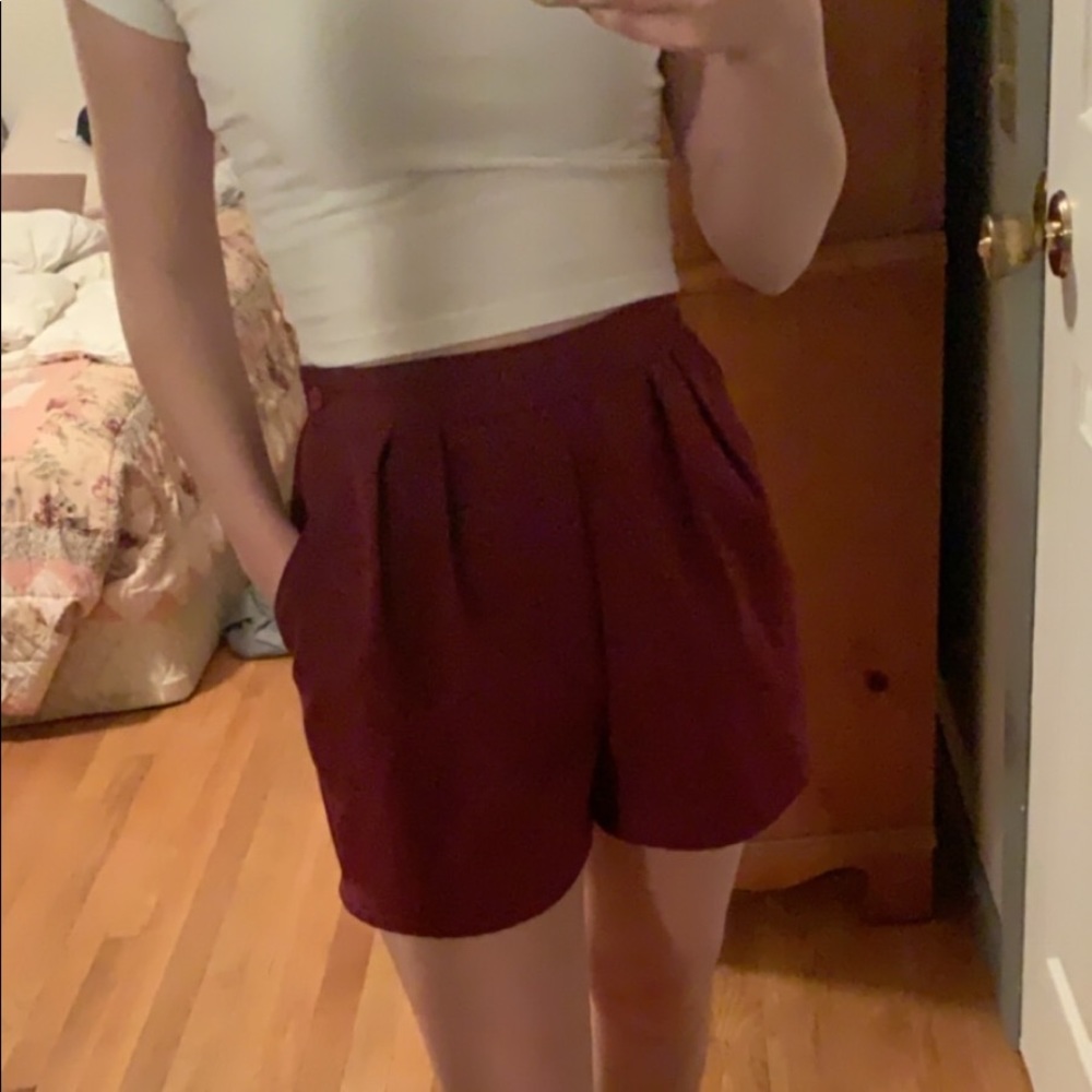 Maroon high waisted shorts